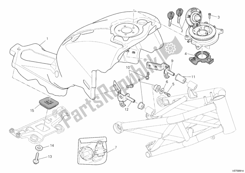 All parts for the Fuel Tank of the Ducati Monster 1100 S ABS USA 2010